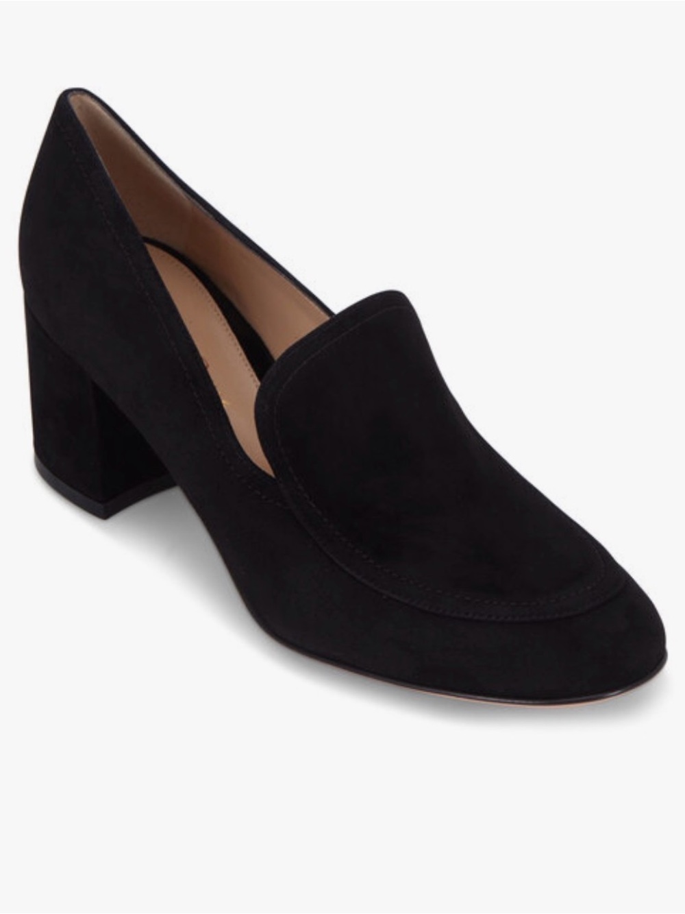 Gianvito Rossi Black Suede Chunky Heel Loafer size 37.5